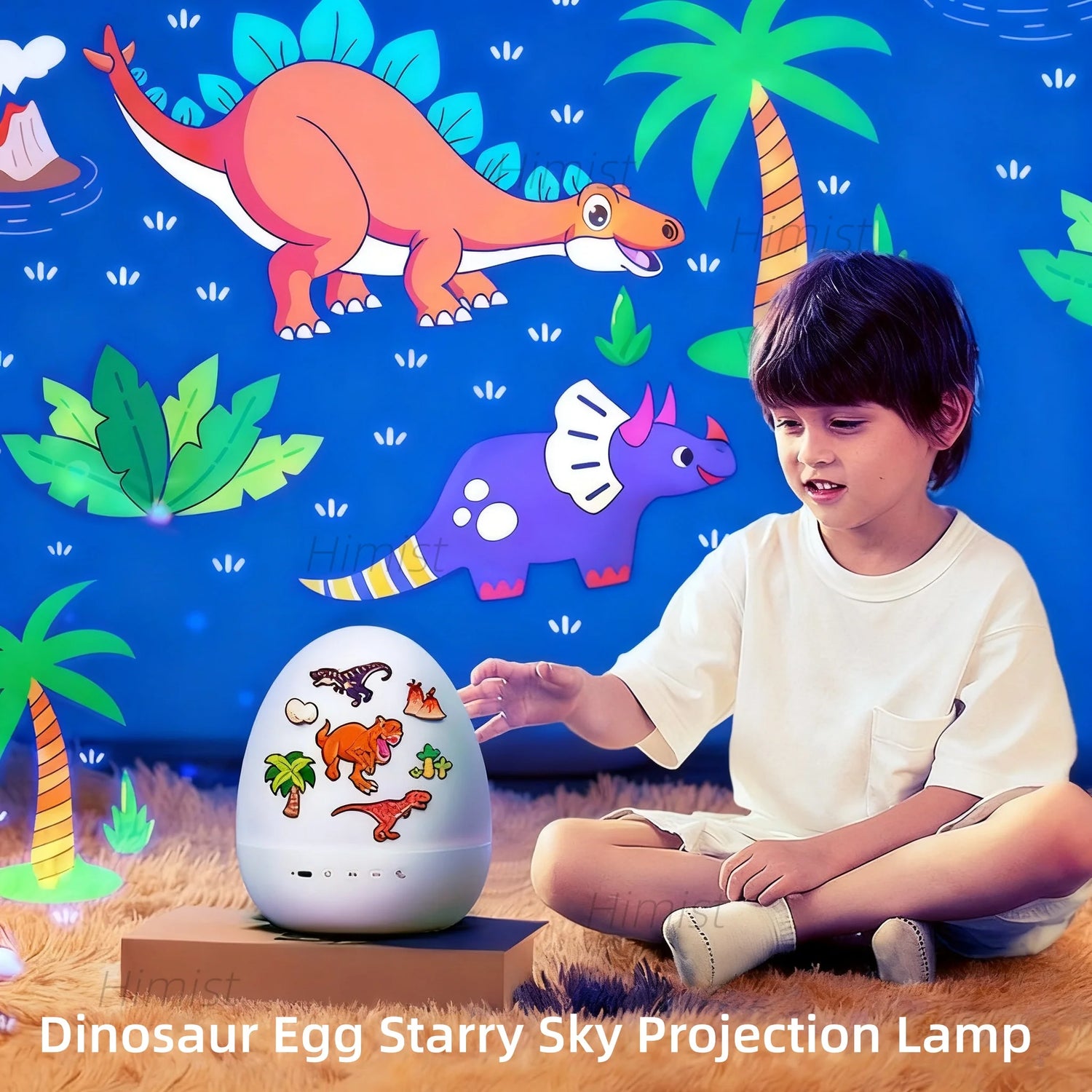 Kids Dinosaur Night Light Projector with Bluetooth Speaker & Star Sky Effects